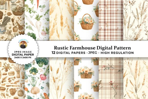Download Rustic Farmhouse Digital Patterns - Digital Collection