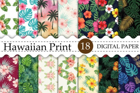 Download Hawaiian Print Digital Paper Designs - Digital Collection