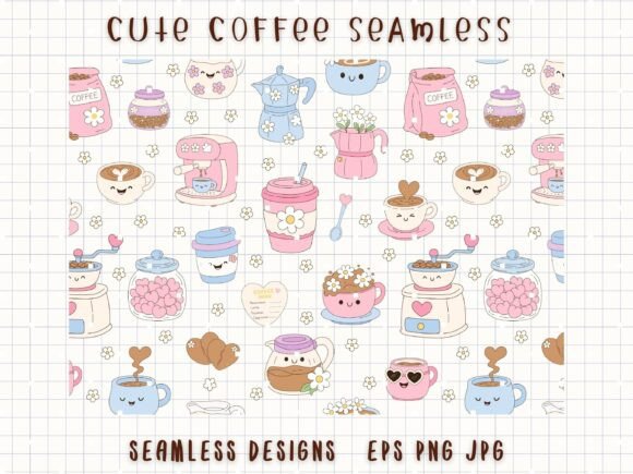 Download Cute Coffee Seamless Cafe Digital Paper - Digital Collection