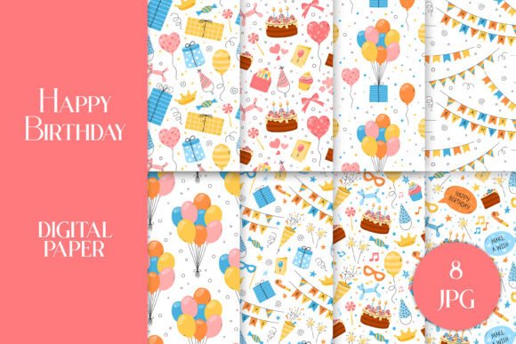 Download Happy Birthday Digital Paper JPG - Digital Collection