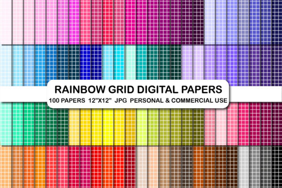 Download Rainbow Grid Digital Papers 100 Colors - Digital Collection