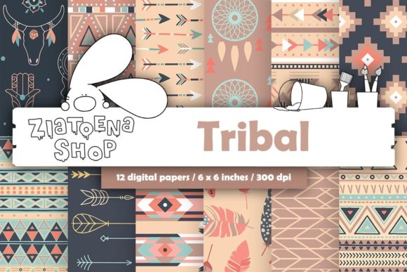 Download Tribal Digital Paper Boho Pattern - Digital Collection